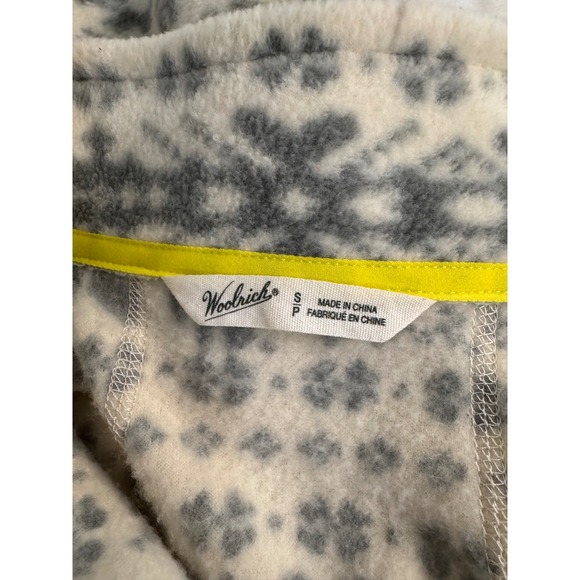 Woolrich Womens Fleece Vest Snowflake Print Full Zip Pockets Cream Gray Size S - Picture 3 of 8